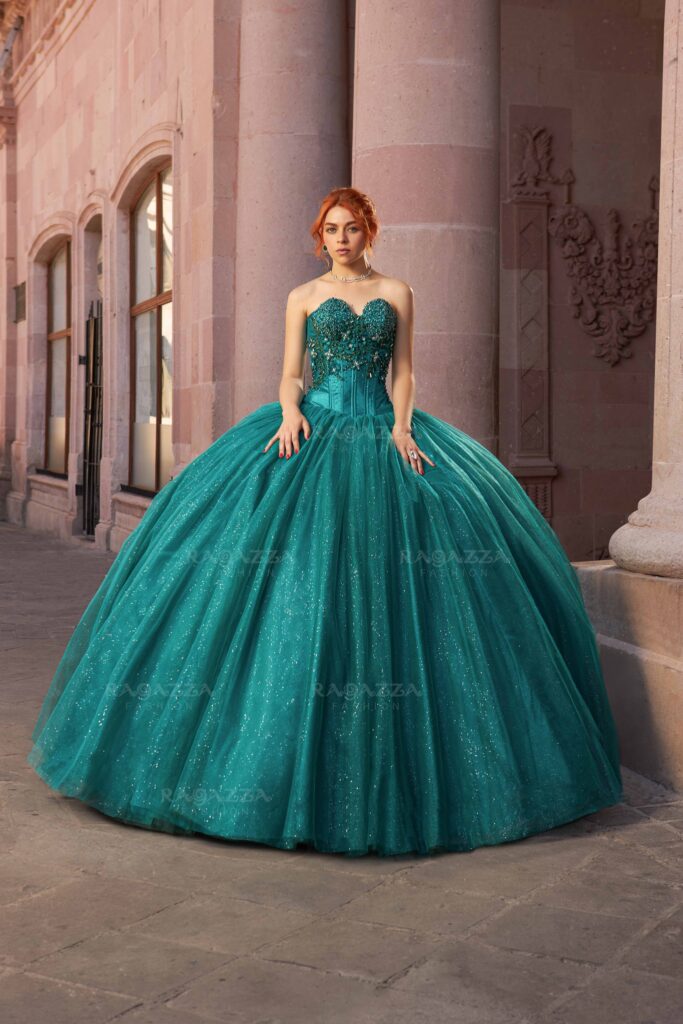Vestido Verde Jade para Quinceañeras Desmontable 