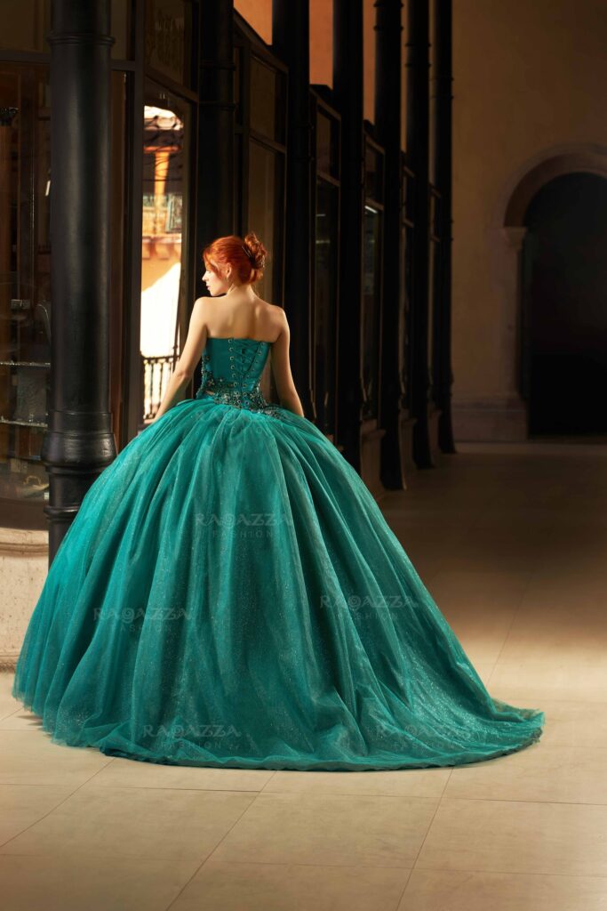 Vestido Verde Jade o Esmeralda para Quinceañera Desmontable 
