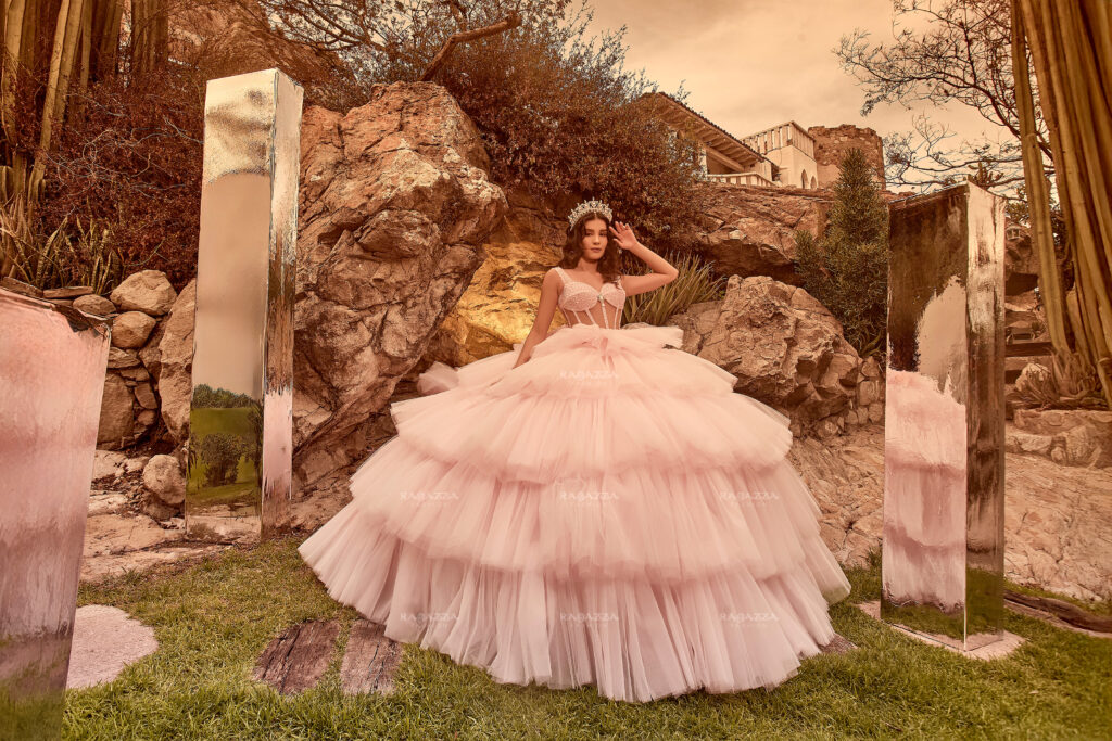 Vestido palo de rosa para quinceañera
