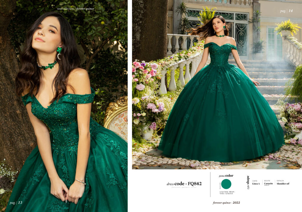 Vestido de Color Verde Esmeralda para XV Años