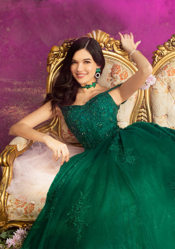 Vestido Color Verde Esmeralda para XV