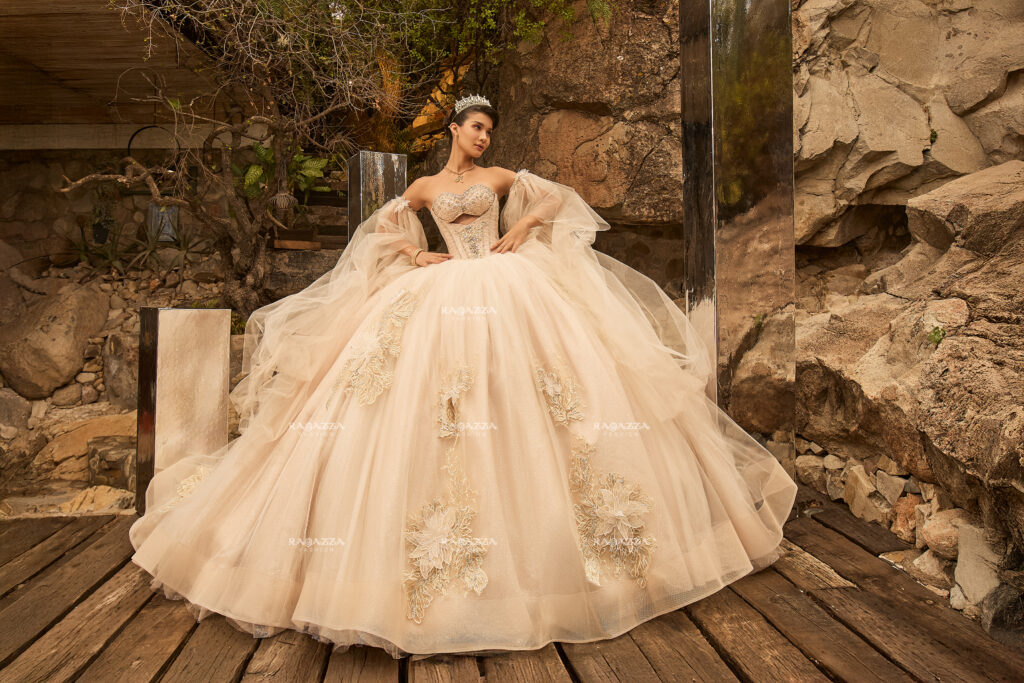 Vestido Champagne para Quince Años 