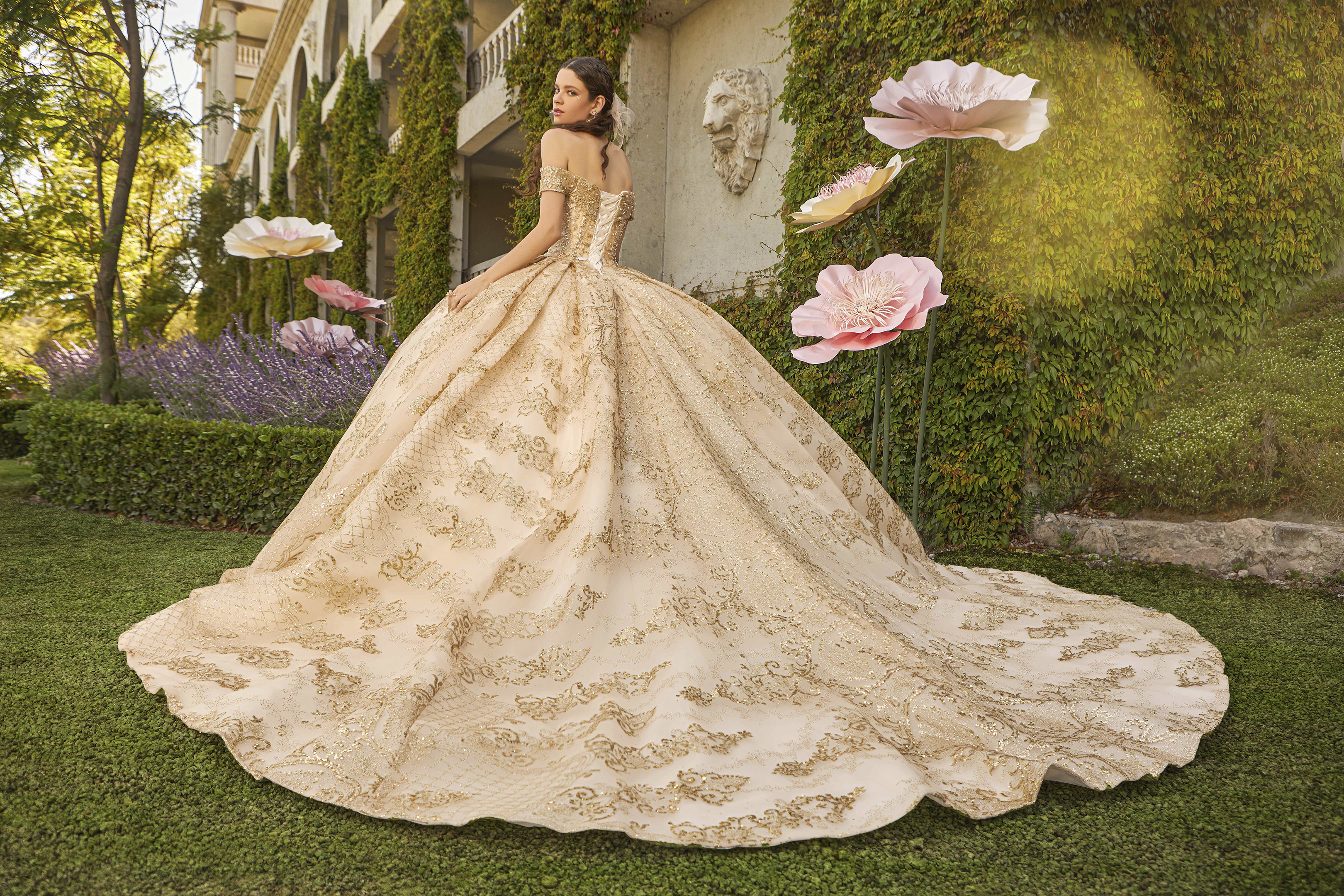 Vestido Dorado para Quinceañera 