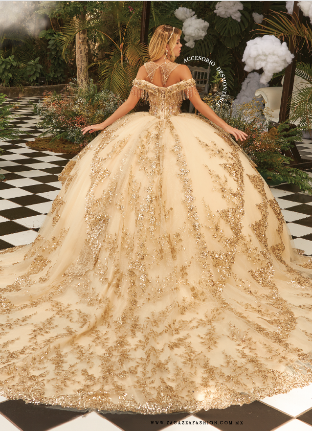 Vestido Dorado para Quinceañera 