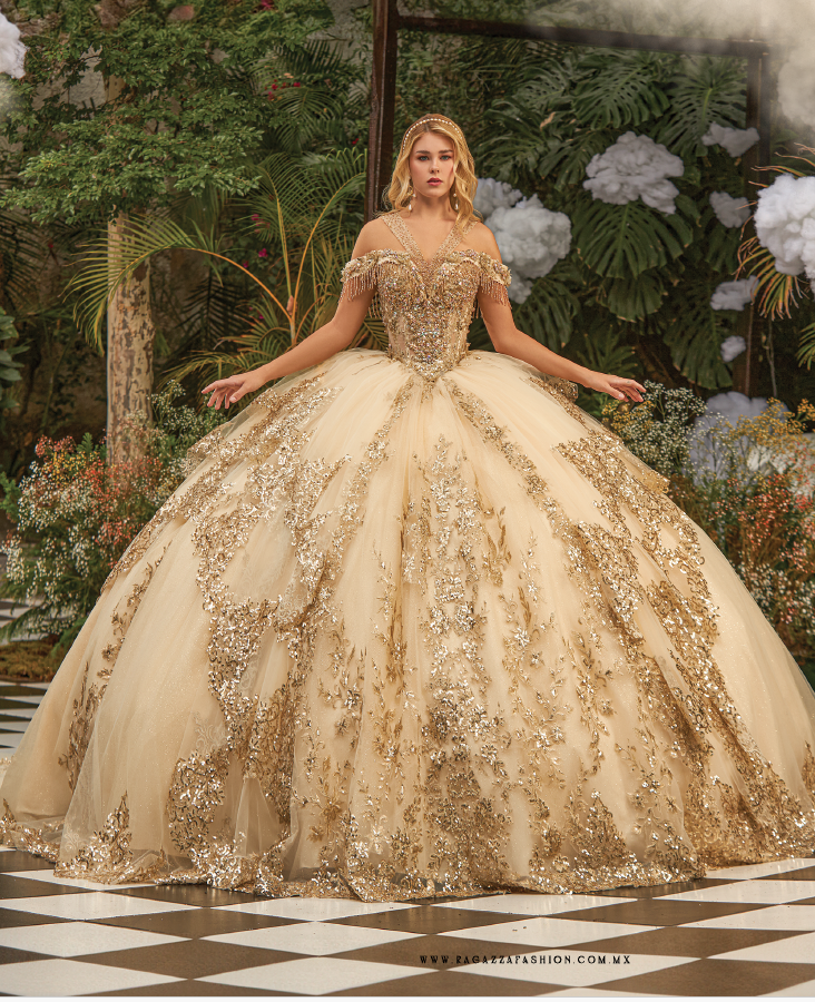 Vestido Dorado para Quinceañera