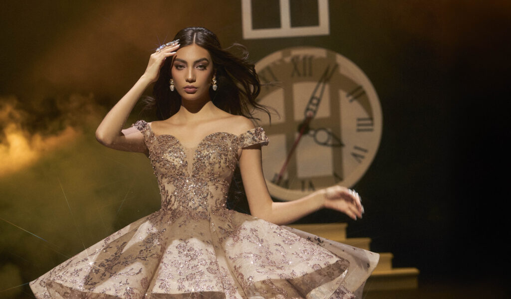 Vestido Dorado para Quinceañera 